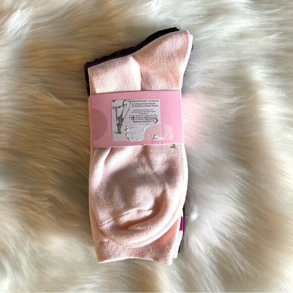 Kate Spade 3 Pairs of Crew Socks Purple Pink Leopard Striped NWT - Picture 3 of 8